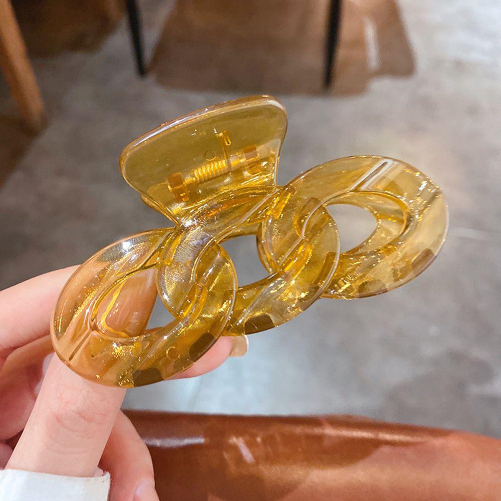 Kẹp Tóc Càng Cua Bằng Acrylic Trong Suốt Phối Dây Xích Thời Trang Cho Nữ