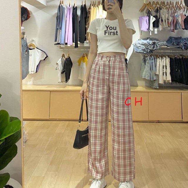 Sét áo FRIST + quần kẻ cạp cao CH12