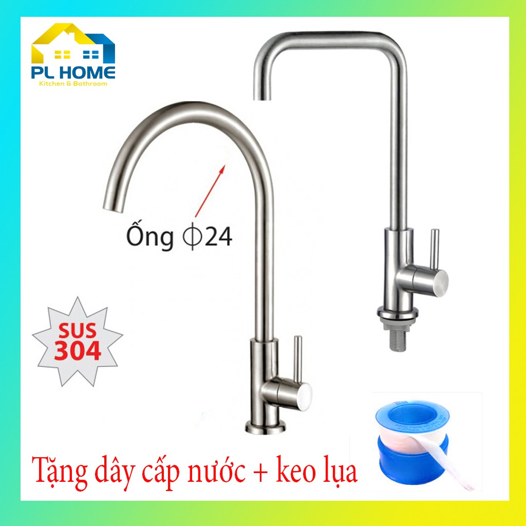 Vòi Rửa Bát Lạnh Inox SUS 304 - Ống 24 - Vòi Rửa Chén