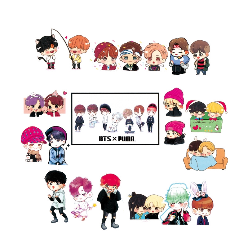 ✨ Ready Stock ✨  ✪ K-POP Dán nhãn ✪ 58Pcs/set BTS Q Version Cartoon Decal Stickers