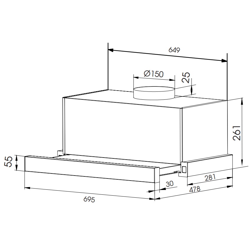 Máy hút mùi âm tủ Faster SYP 7003 (Điều khiển cảm ứng, Kích thước 70cm, Bảo Hành Chính Hãng 24 Tháng)