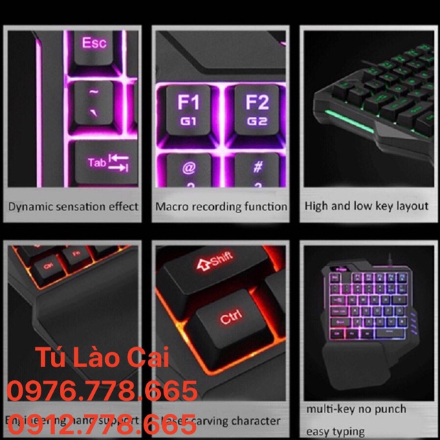 Bàn phím bán cơ 1 tay Cloodcat G92 chuẩn Led RGB chơi game trên điện thoại - Laptop - PC - PUBG Mobile - Call Of Duty