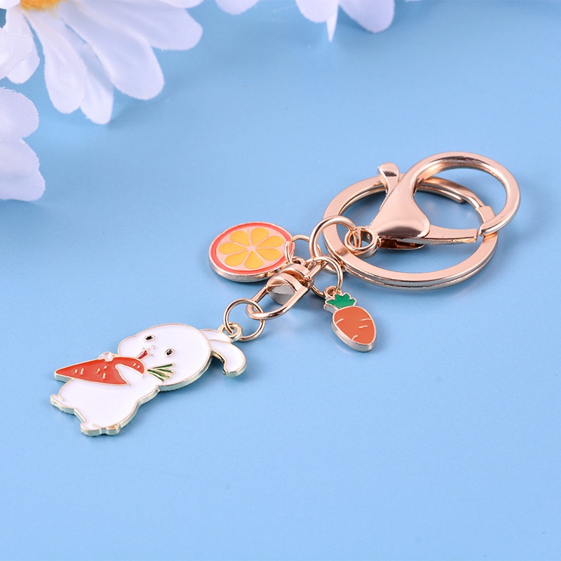 Hoạt Hình Móc Khóa Hình Thỏ Trắng Bằng Hợp Kim Dễ Thương