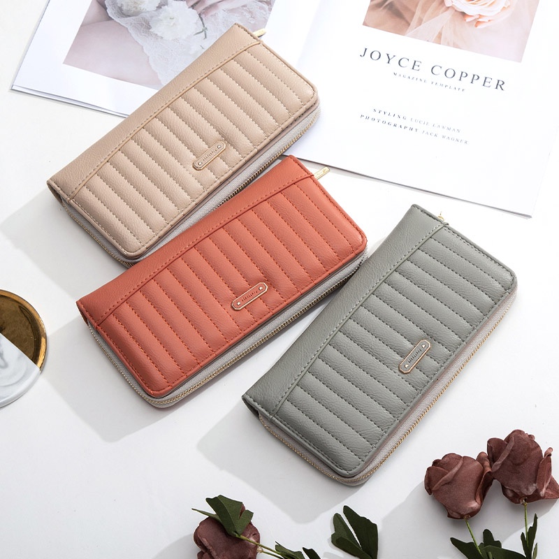 Ví dài phối khóa kéo thời trang dành cho bạn nữ