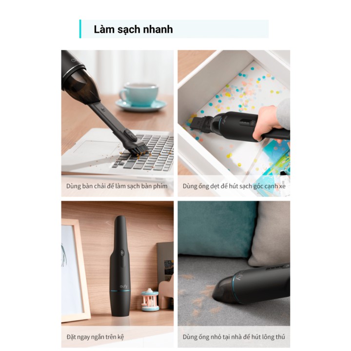 Máy hút bụi mini cầm tay không dây EUFY HomeVac H11(by Anker) - T2521 - Kích thước nhỏ gọn, Lực hút mạnh đến 5500Pa | BigBuy360 - bigbuy360.vn