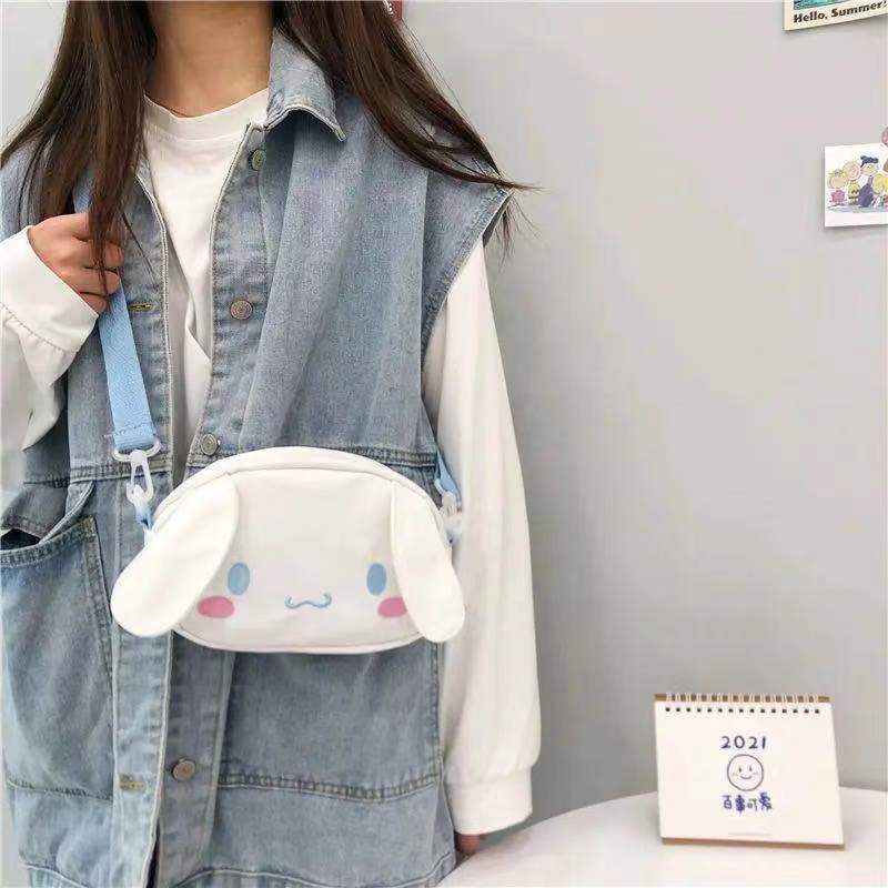 Túi Đeo Chéo Vai Bằng Vải Canvas Họa Tiết Hoạt Hình Dễ Thương Bắt Mắt