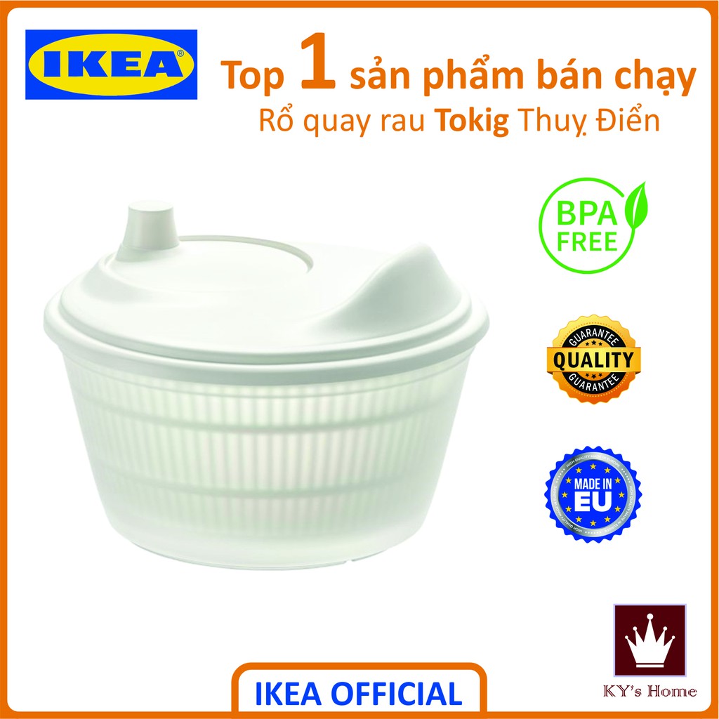 Rổ quay rau sống salad IKEA TOKIG Thụy Điển Chính Hãng 14x23cm