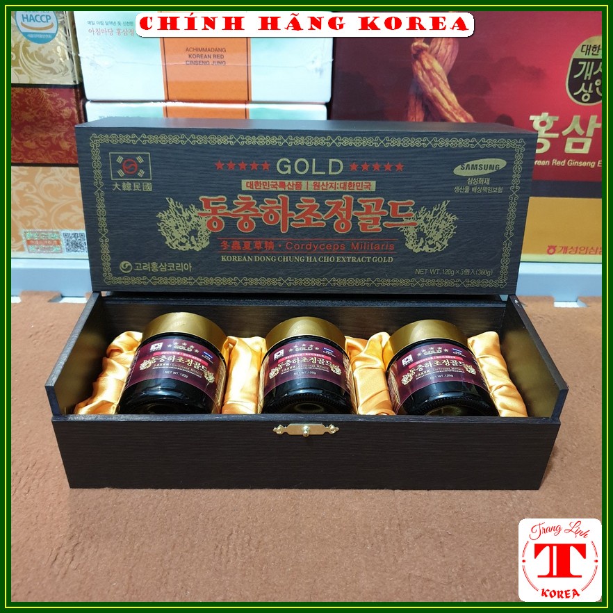 Cao đông trùng hạ thảo hàn quốc hộp gỗ thượng hạng, 3 lọ x 120gr - tranglinh