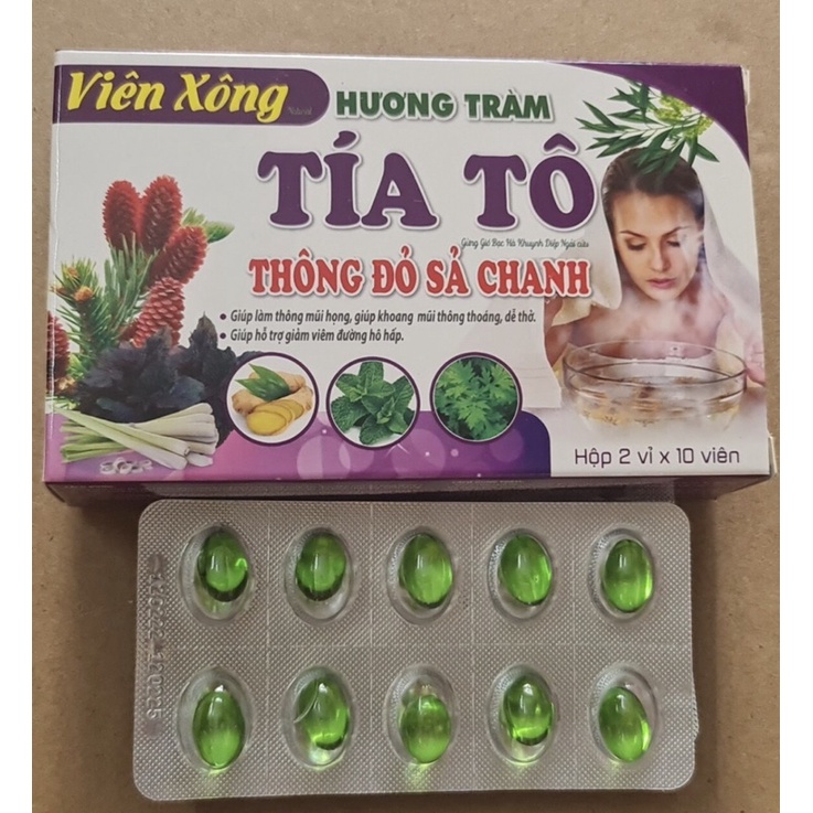 Viên xông Natural Hương Tràm Tía Tô Gừng Gió - xông khi cảm cúm, xông sát khuẩn mũi họng