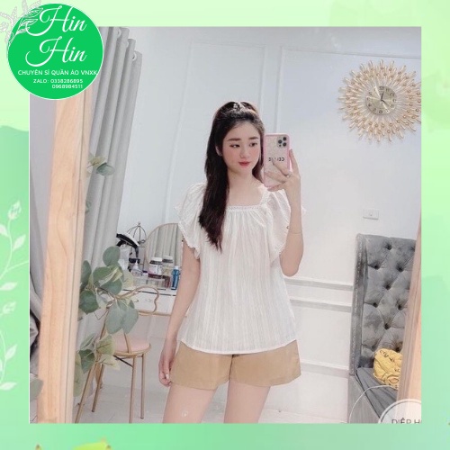 Set áo kiểu bèo mix quần sooc #Set áo tay dơi hot hit mùa hè - hinhin