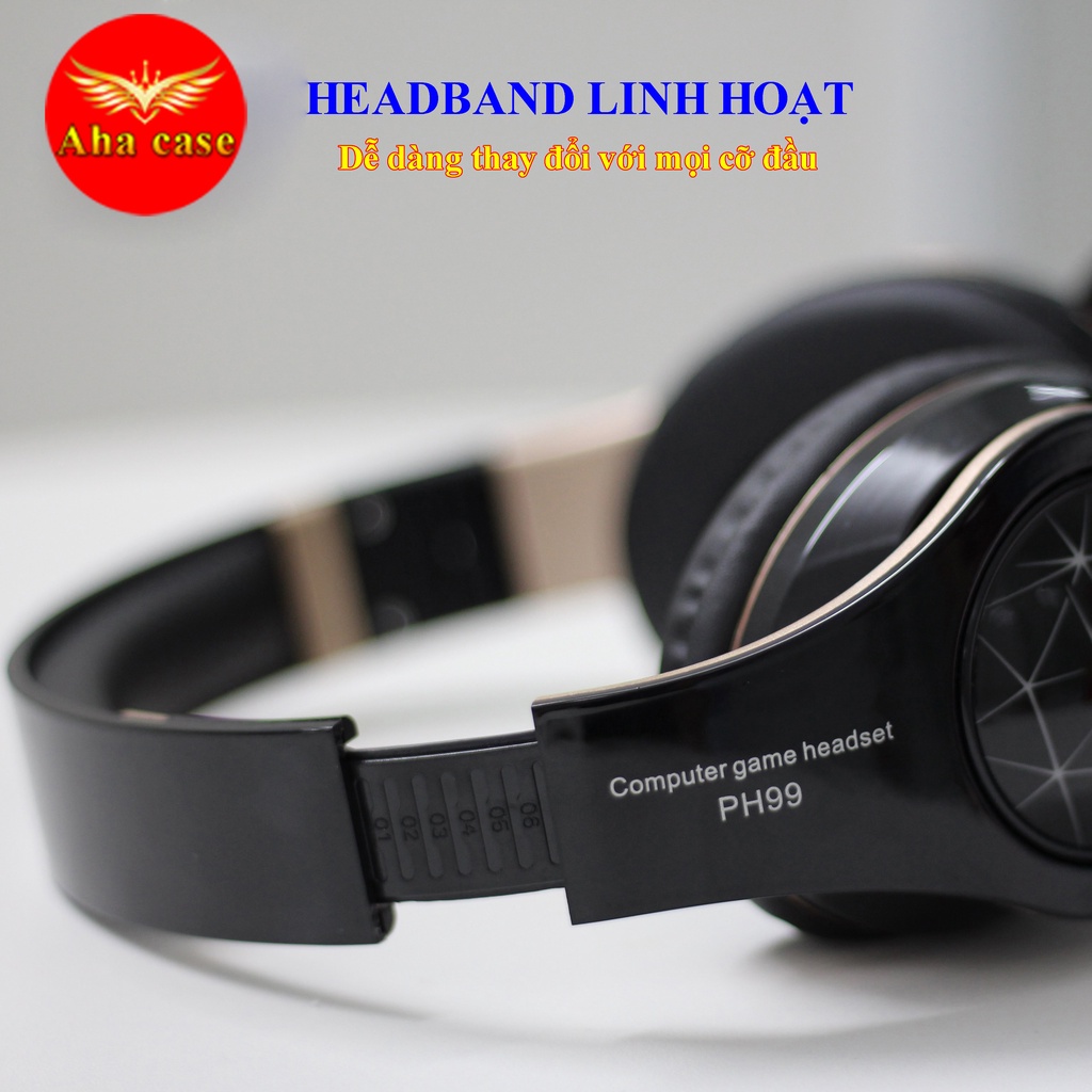 Tai nghe game thủ chụp tai chính hãng SD Design PH 99 - Tay nghe gaming có mic có đèn LED cho máy tính, điện thoại