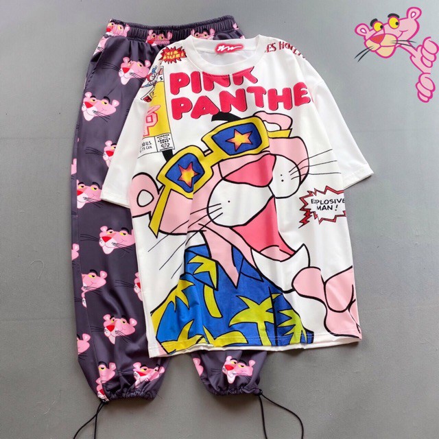 ÁO OVERSIZE BÁO HỒNG PINK PANTHER FORM RỘNG GIẤU QUẦN