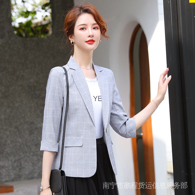 Áo Khoác Vest Tay Lửng Họa Tiết Sọc Caro Phong Cách Hàn Quốc Thời Trang Mùa Hè 2022