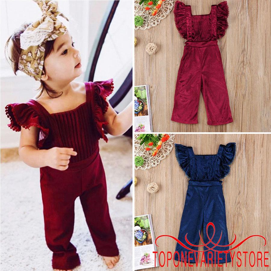 Jumpsuit Nhung Dài Hở Lưng Dễ Thương Cho Bé Gái