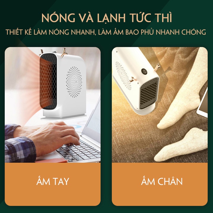 Quạt sưởi mini để bàn công suất 500W làm nóng cực nhanh - Cây máy sưởi mini mùa đông