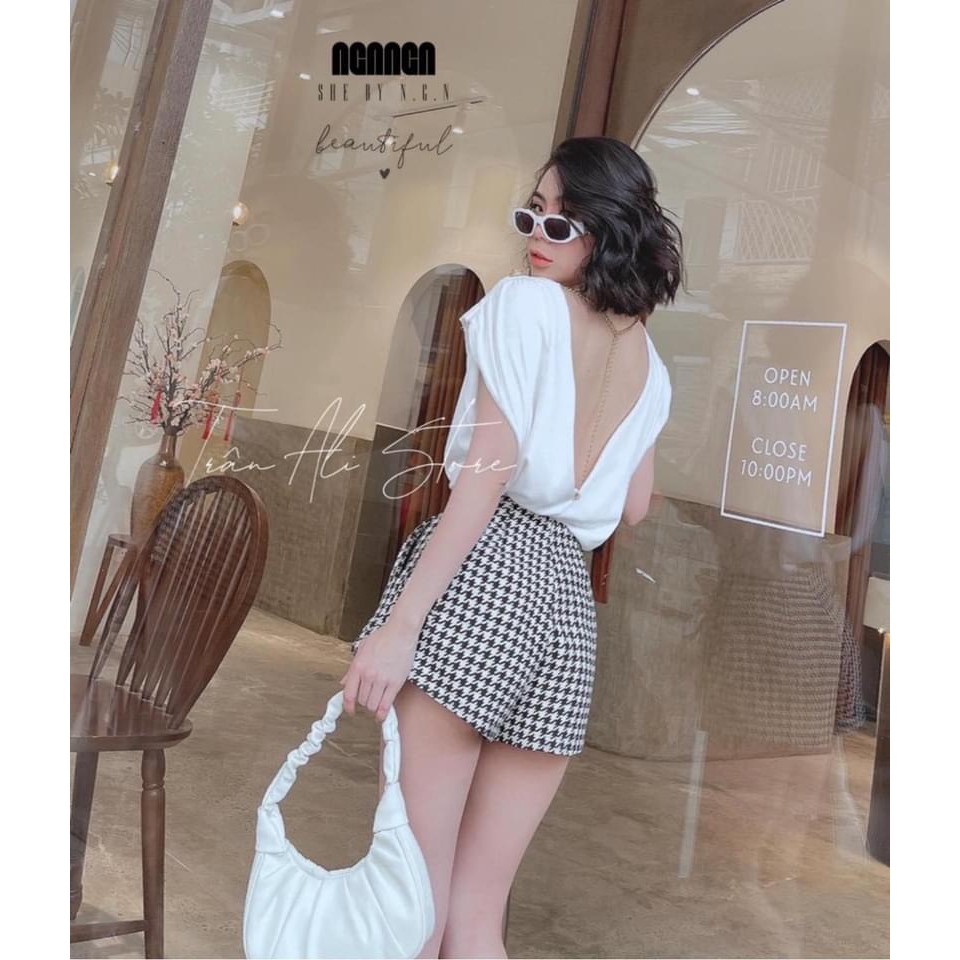 SET 2CT ÁO PULL HỞ LƯNG KÈM XÍCH+CHÂN VÁY VẰN | BigBuy360 - bigbuy360.vn