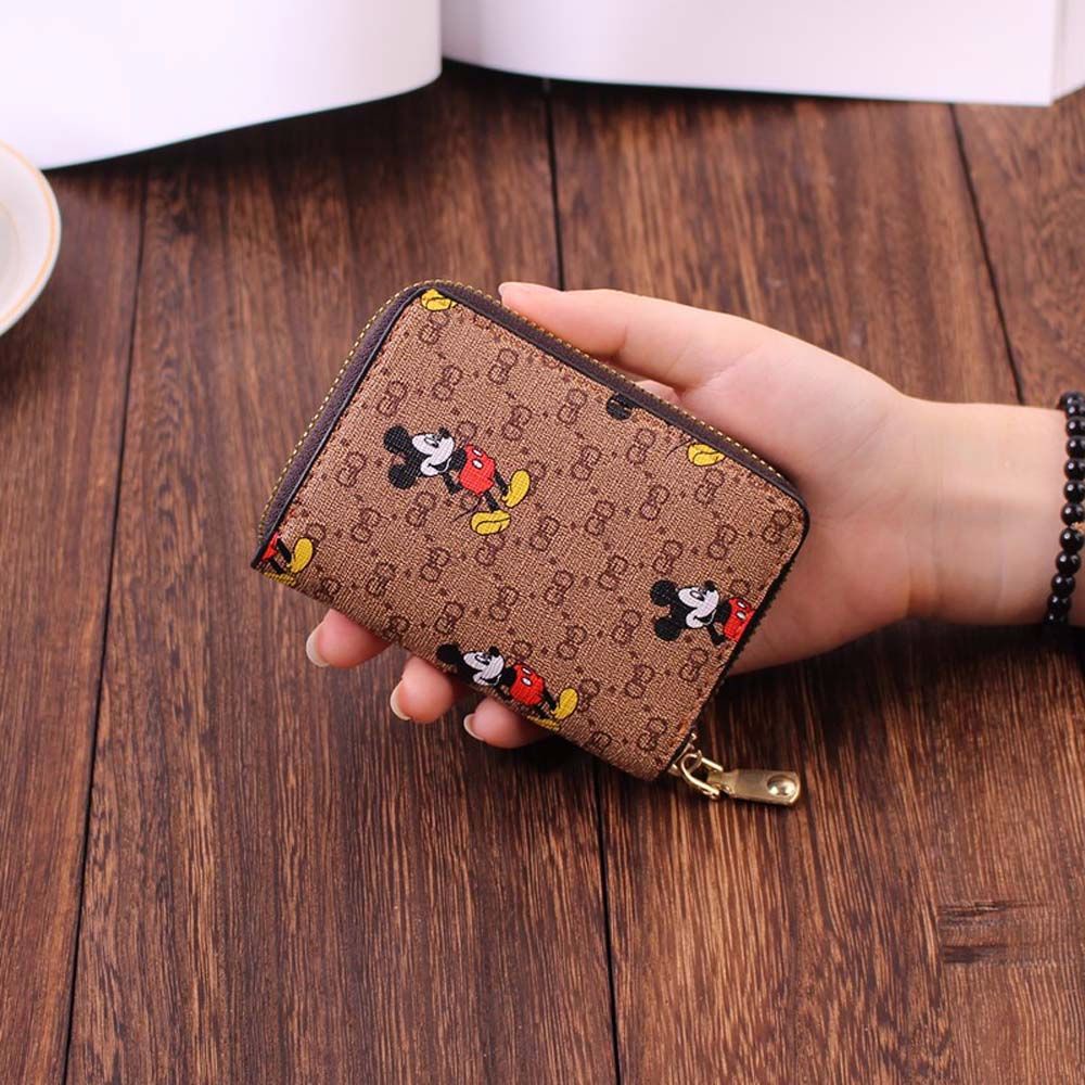 Aaron1 Ví Da Pu Ngắn Đựng Thẻ Đa Năng Họa Tiết Chuột Mickey Nhiều Màu Sắc Phong Cách Vintage Cho Nam Và Nữ