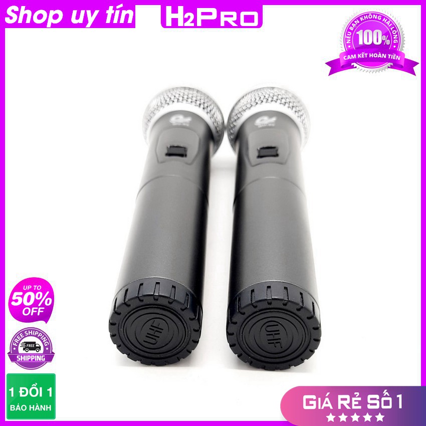 [RẺ VÔ ĐỊCH] Đôi Micro không dây cao cấp H2PRO MU02 UHF, Micro karaoke cầm tay giá rẻ, tặng hai đôi pin và hai Silicon C