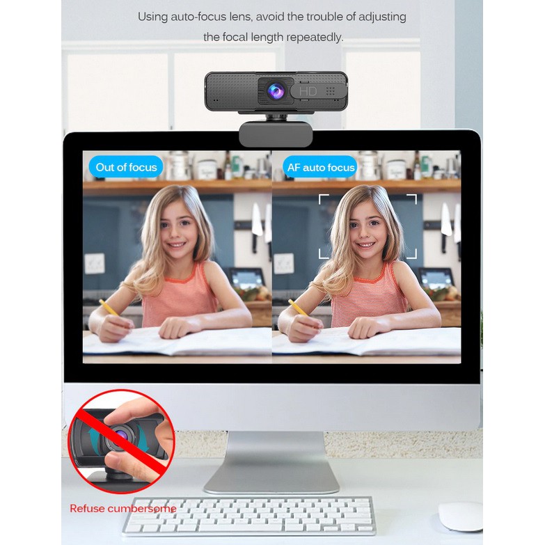 Webcam 1080p Tự Động Lấy Nét Tích Hợp Micro Cho Họp Họp Online Pc