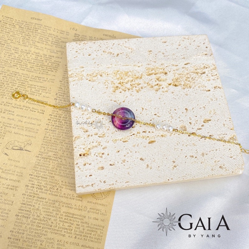 Lắc tay đồng điếu đá Fluorit - Gaia By Yang