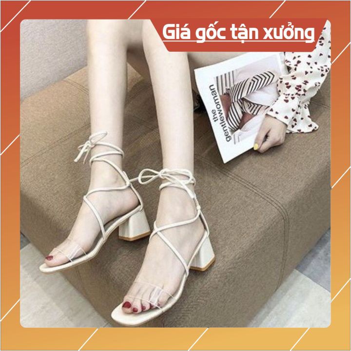 ️SIÊU SALE️GIÀY SANDAL CHIẾN BINH NỮ ĐẾ VUÔNG, QUAI TRONG MŨI VUÔNG DẬY BUỘC THANH LỊCH THƯƠNG HIỆU PAMELA MÃ S12