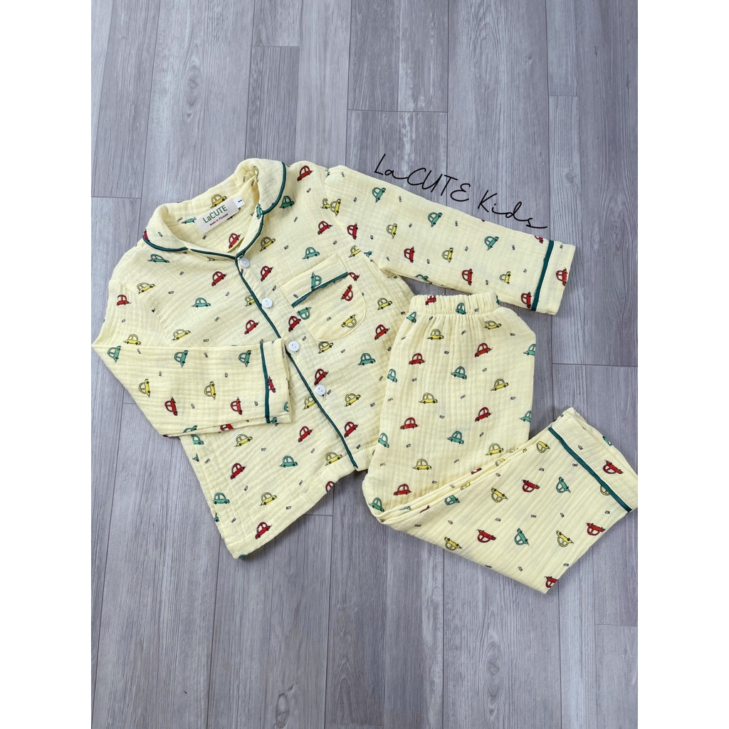 Bộ pijama dài tay chất muslin cho bé trai từ 1-5 tuổi