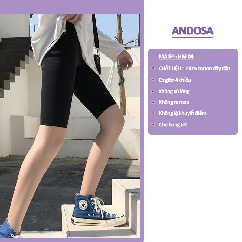 Quần legging nữ lửng ngố có túi HffM cao cấp thun cotton dày dặn cạp cao nâng mông ANDOSA HM04