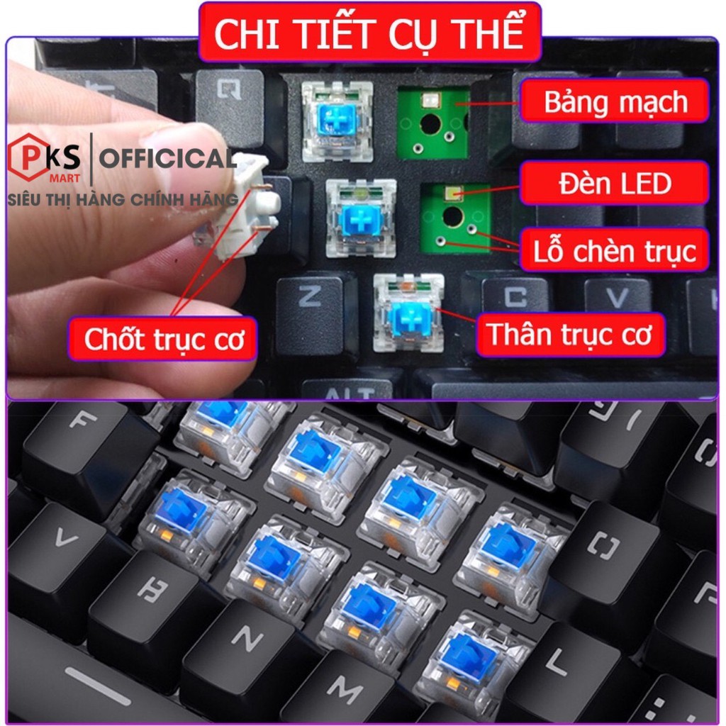 Bàn Phím Cơ Gaming Cho PC, Laptop Cao Cấp YINOIAO ZK4 Pro Nút Tròn Có 10 Chế Độ Led RGB Khác Nhau Chiến Mọi Game