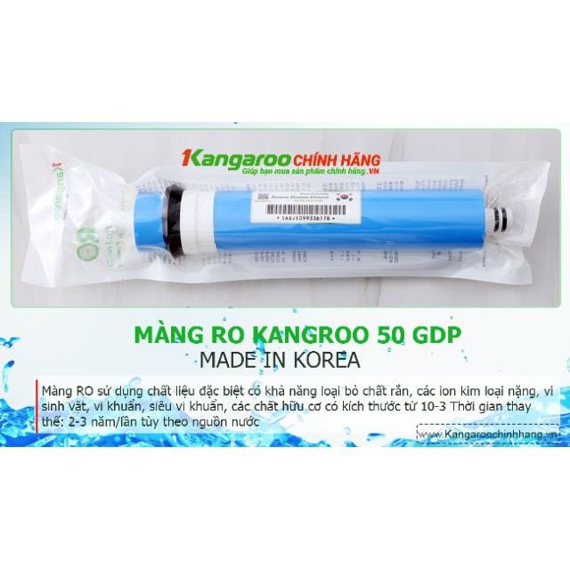 Màng RO Kangaro { Chính hãng } - Lõi Lọc Nước Số 4 _Diệt 99,99% Vi Rút Vi Khuẩn Amip, Tạo Ra Nguồn Nước Tinh Khiết