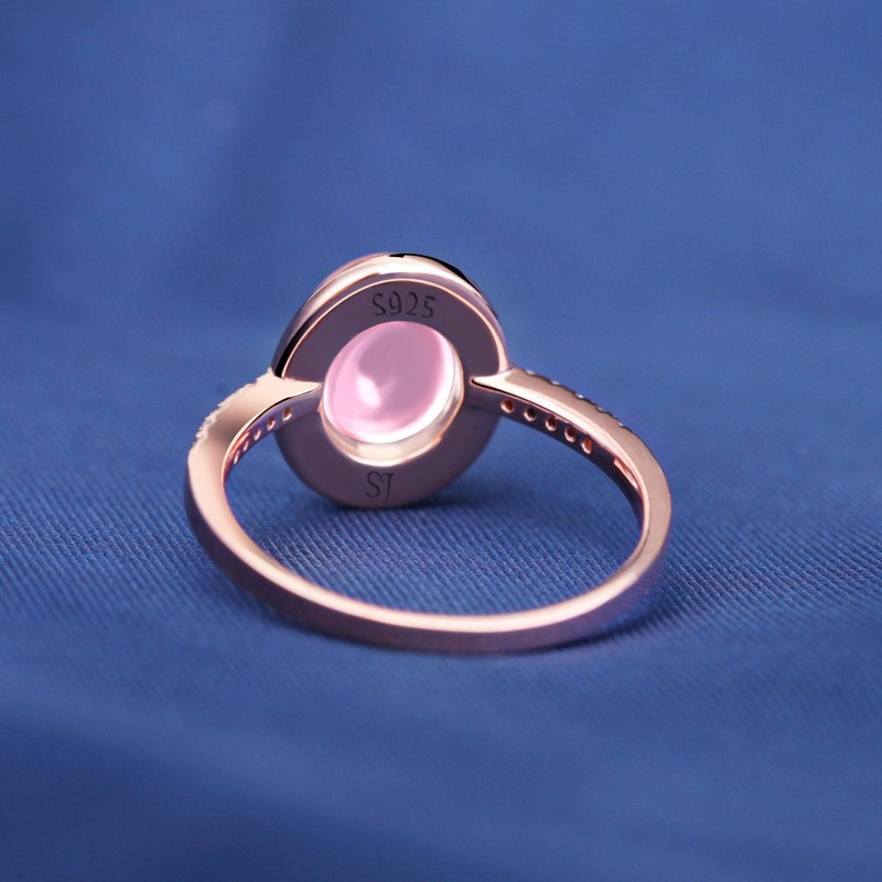 Nhẫn Mạ Vàng Hồng 18k Đính Đá Pha Lê Hồng Phong Cách Hàn Quốc