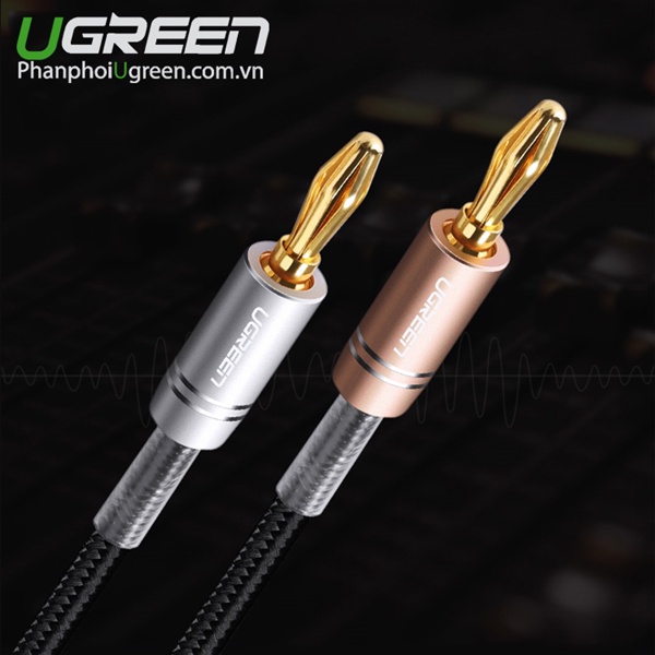 Dây cáp âm thanh đầu giắc bắp chuối UGREEN 50536 AV152 - Hàng Chính Hãng- vỏ bọc sợi nylon dài 1met