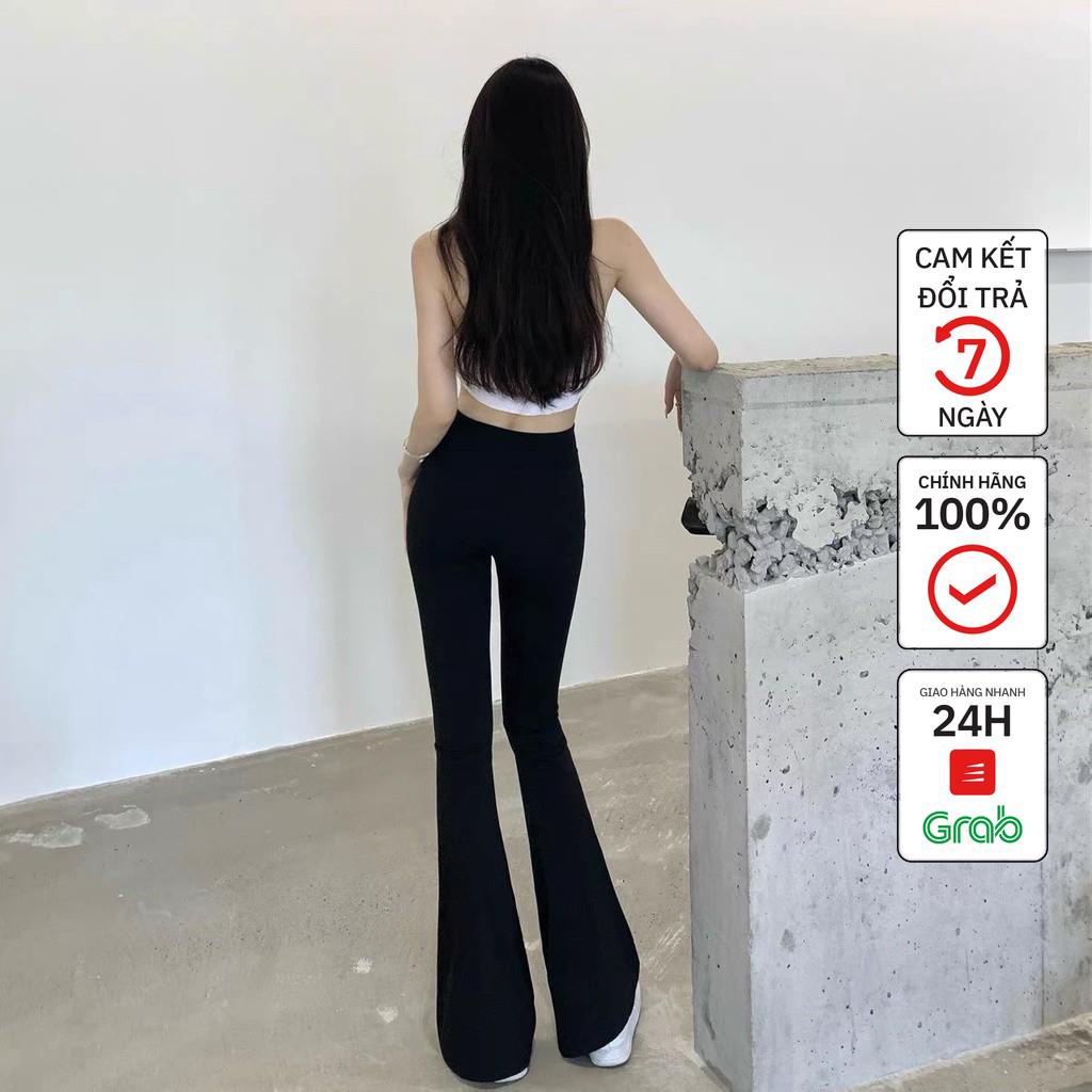 Quần ống loe cạp cao legging dài, Quần tây ống bass chất liệu co giãn 4 chiều mã 888