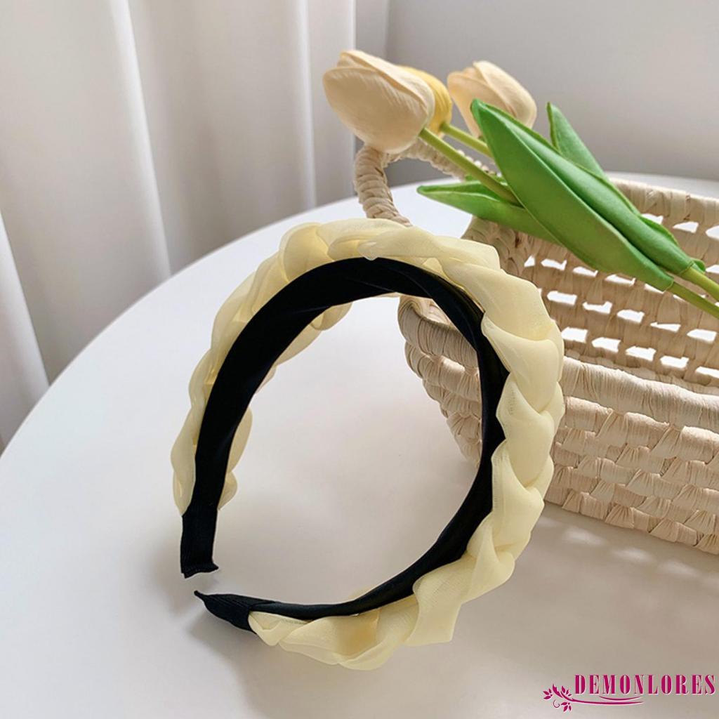 Băng đô cài tóc bản rộng màu sắc đơn giản cho nữ