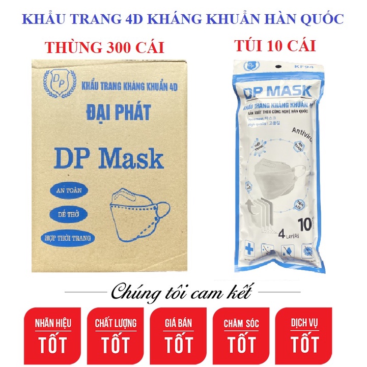 Thùng 300 Chiếc Khẩu Trang 4D KF94 Kháng Khuẩn Cực Tốt