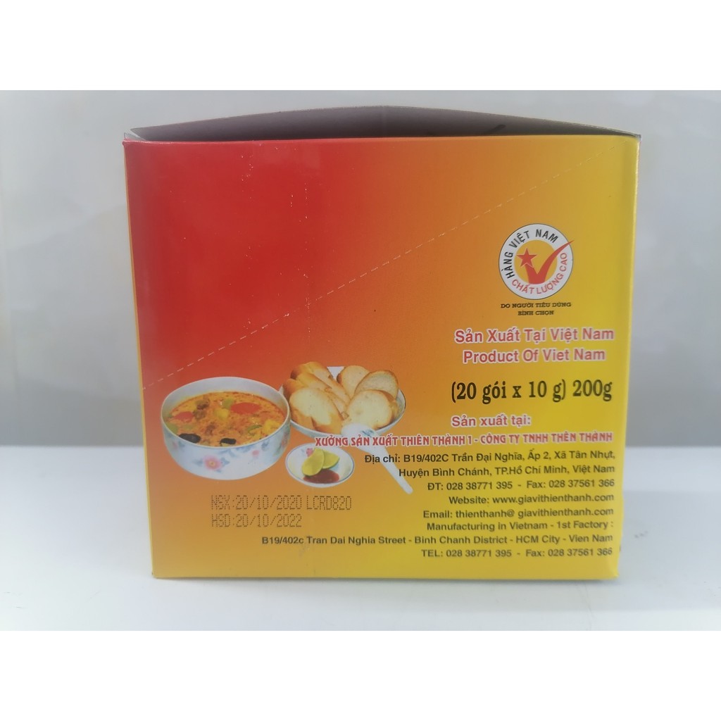 [Hộp 20 gói x 10g] BỘT GIA VỊ CÀ RI [VN] THIÊN THÀNH Curry Powder (halal) (bph-hk5)
