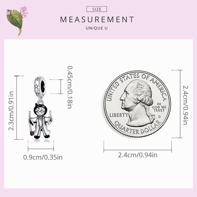 Mặt phụ kiện Bamoer SCC2082 bằng bạc 925 hình cậu bé ma thuật thời trang làm vòng đeo tay DIY