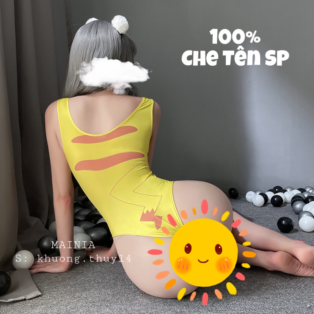 [Siêu Xinh] Bộ Bodysuit Hở Đáy Hoạ Tiết Pikachu Dễ Thương Sexy Gợi Cảm Mainia Shop