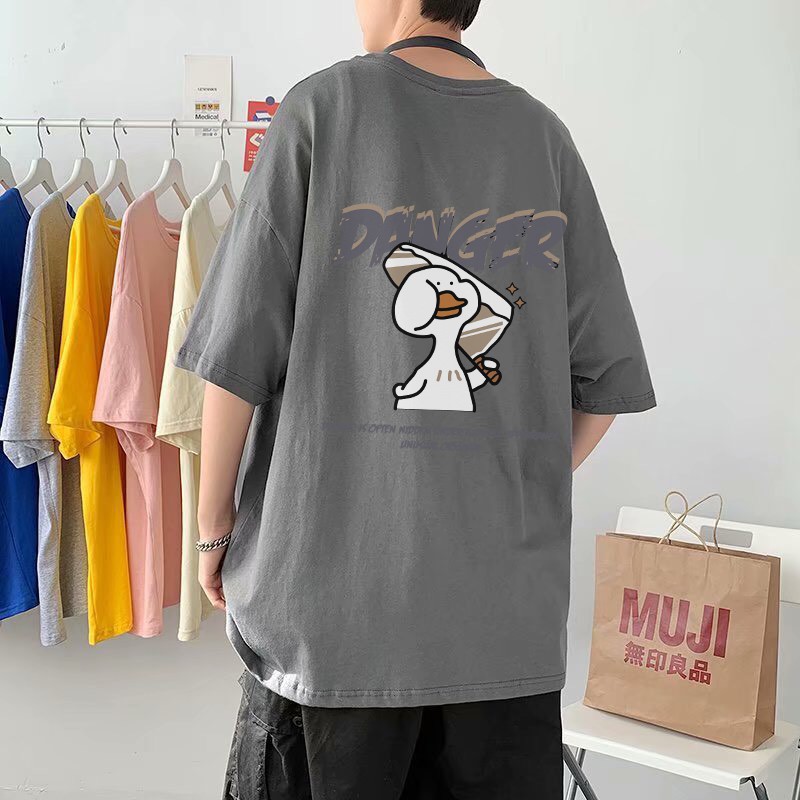 Áo thun nam tay lỡ cổ tròn form rộng streetwear phông unisex basic tee cotton teen oversize đen trắng giá rẻ  DANGER