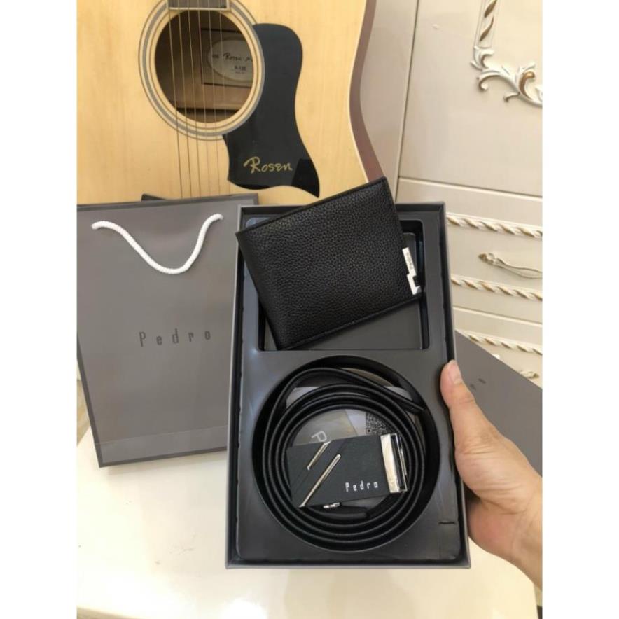 Combo Ví Da Dây Lưng Nam Pedro Full Box, Thắt Lưng Da Ví Da Nam Cao Cấp Sang Trọng * ⚡