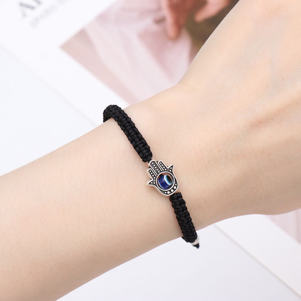 Vòng tay dây bện đính hạt họa tiết mắt quỷ may mắn kiểu dáng thời trang