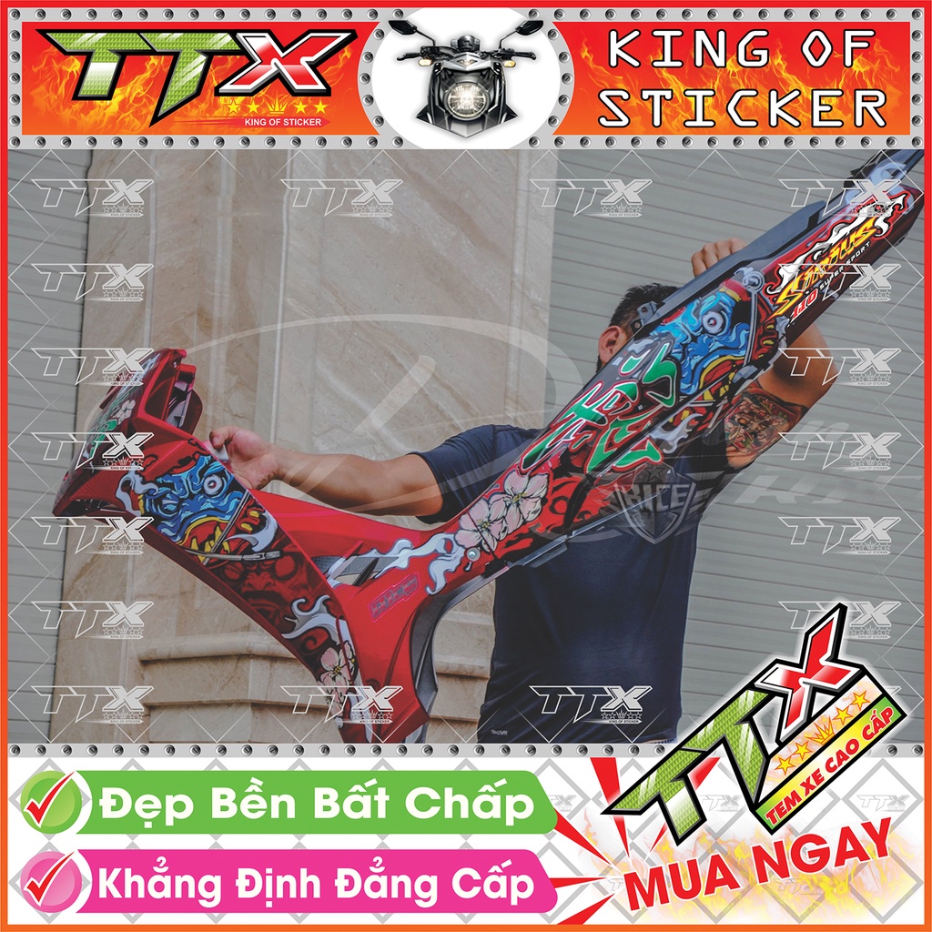 Tem Xe Sirius Đỏ Đen Quỷ Daruma - Tem Sirius Đen Đỏ Siêu Đẹp - Mẫu Team Sirius Đỏ Đen (s011-00)