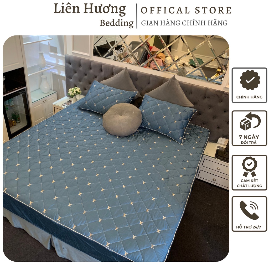 Ga Gối Lụa Cao Cấp Mềm Mát Dành Cho Mùa Hè- Ga Lụa Trần Bông Thêu Thương Hiệu Dập Sang Trọng Sẵn Hàng Đủ Kích Thước