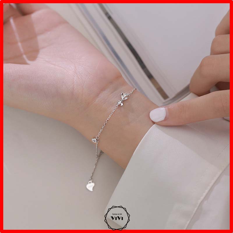 Vòng tay bạc Ý họa tiết nơ dễ thương Brabow – lắc tay bạc ViVi_Gift