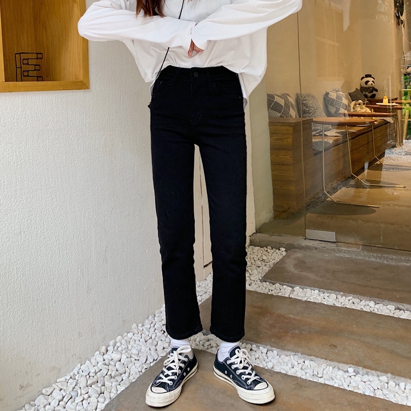 Quần jeans dài dáng ôm lưng cao cá tính 32840