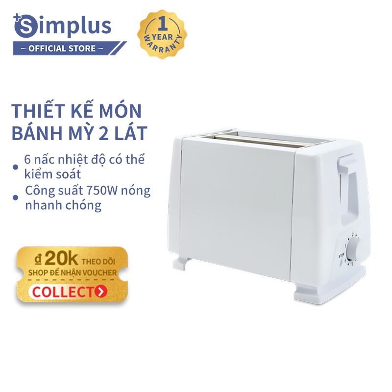 Máy nướng bánh mì Simplus 750w 6 nấc nhiệt độ - Hàng chính hãng