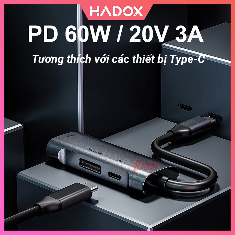 Hub type c 3in1 8K/4K60Hz - Cổng chuyển đổi hub usb type-c to displayport dp, pd, usb type-c cho laptop, macbook, ipad