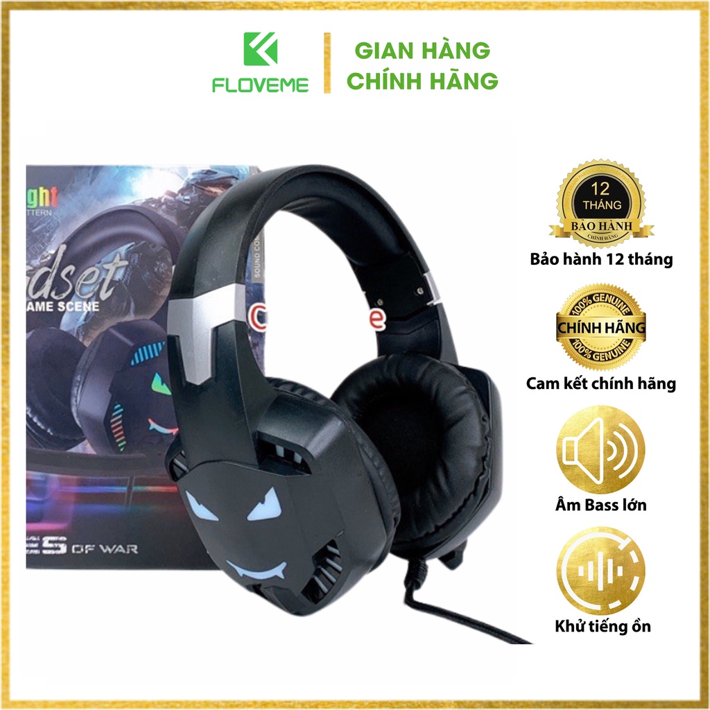 Tai Nghe Chụp Tai Gaming Floveme GM1000 Nhập Khẩu Có Míc Nói Voice, Dây Cắm Đầu Jack 3,5mm, Loa 50mm To, Âm Bass Lớn