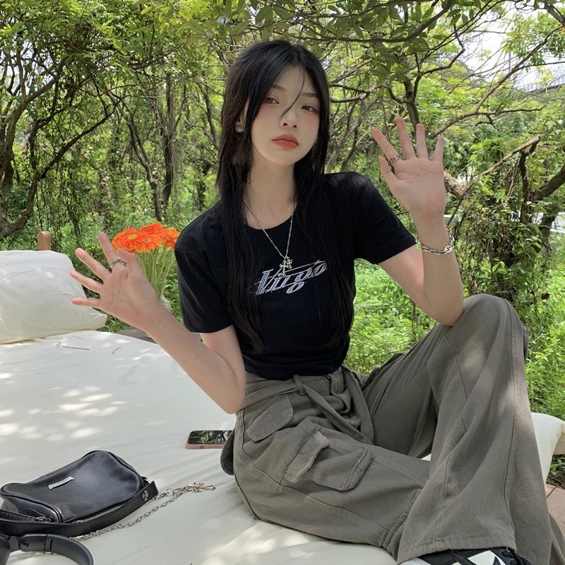 Áo Thun Nữ Cổ Tròn Ngắn Tay In Hình Thời Trang Mùa Hè