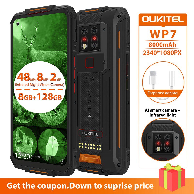 Điện thoại Oukitel WP7(Ram8Gb,Rom 128Gb,chống nước,chống va đập,pin 8.000mAh)