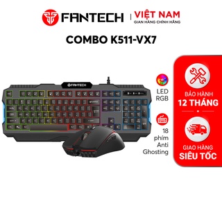 Combo FANTECH Easy Game Bàn Phím K511 + Chuột Macro VX7 Đen/Trắng - Hàng Phân Phối Chính Hãng